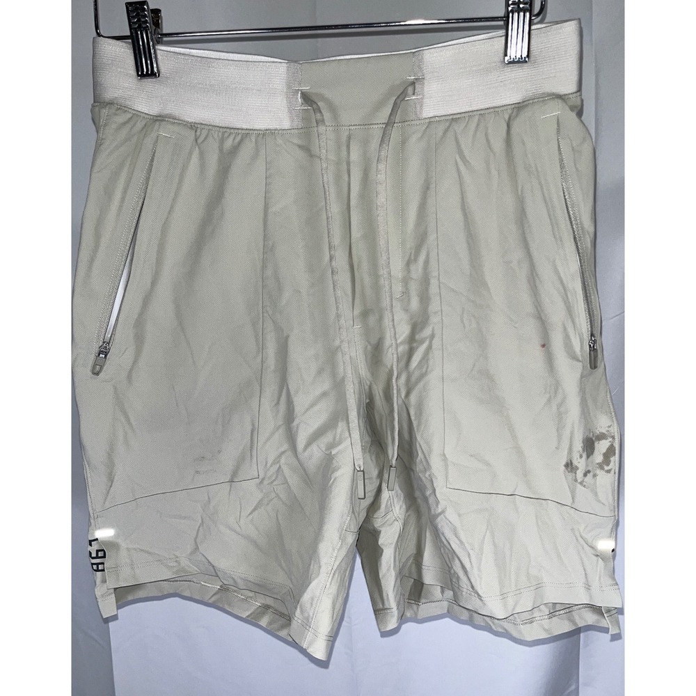 Lululemon Lab 867 Athletic Shorts Light Gray Zipper Pockets Mens Size Small